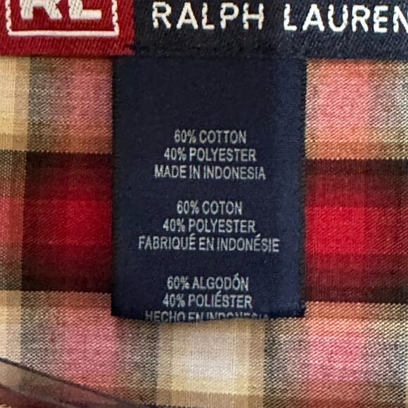 Chaps Ralph Lauren Red & Yellow Plaid Button Down Shirt, Large, NWT - Picture 5 of 6